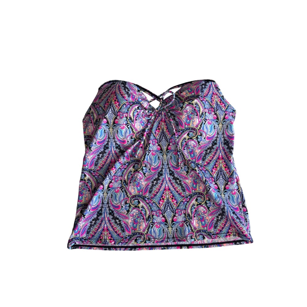 Victorias Secret Paisley Underwire Tankini Swim Top Pink Blue 36DD